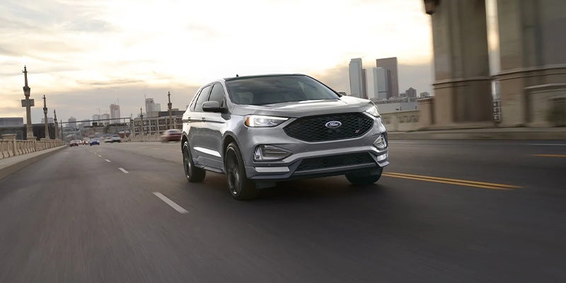 A silver 2023 Ford Edge.