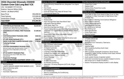 2026 Chevrolet Silverado 2500HD 4WD Crew Cab 172" Custom