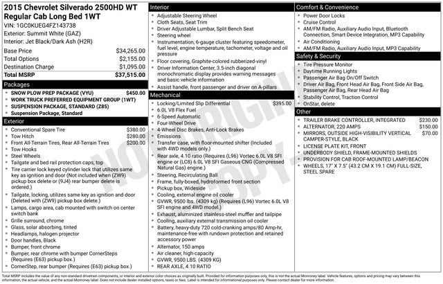2015 Chevrolet Silverado 2500HD Work Truck