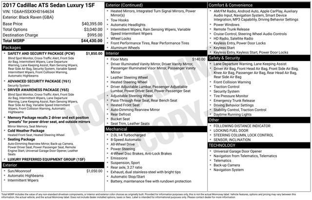 2017 Cadillac ATS Sedan Luxury AWD