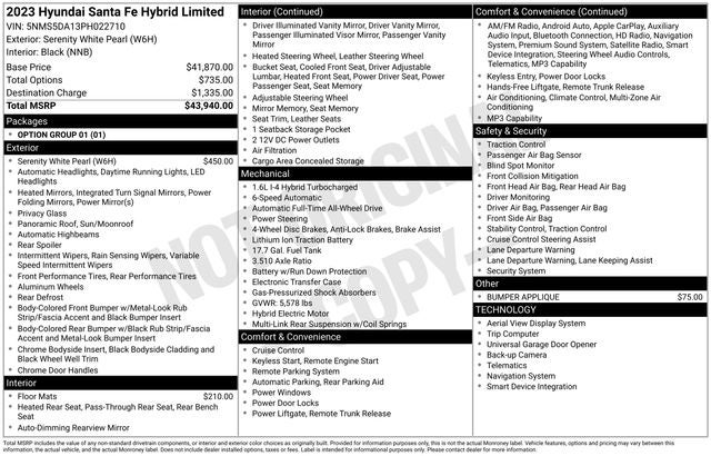 2023 Hyundai Santa Fe Hybrid Limited