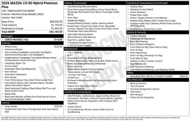 2026 Mazda Mazda CX-50 Hybrid Premium Plus
