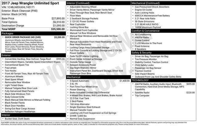 2017 Jeep Wrangler Unlimited Sport