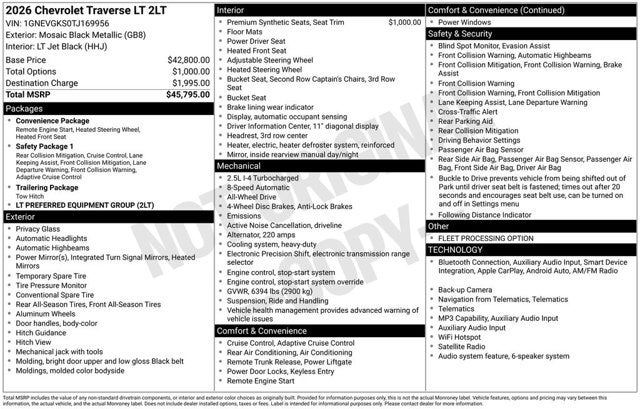 2026 Chevrolet Traverse AWD LT