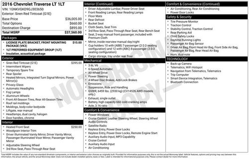 2016 Chevrolet Traverse LT 1LT