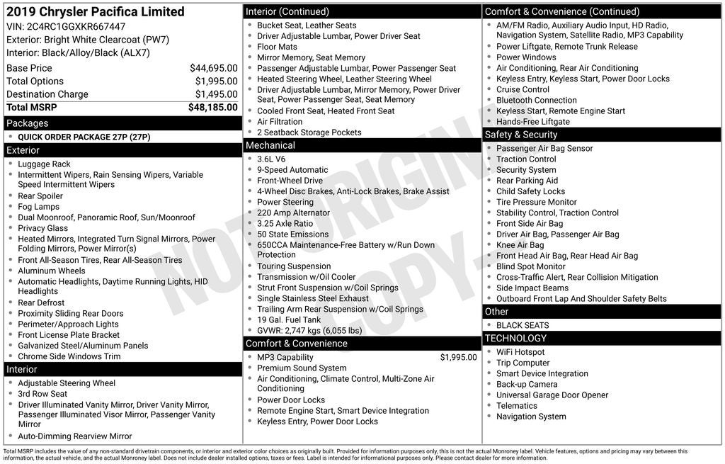 2019 Chrysler Pacifica Limited