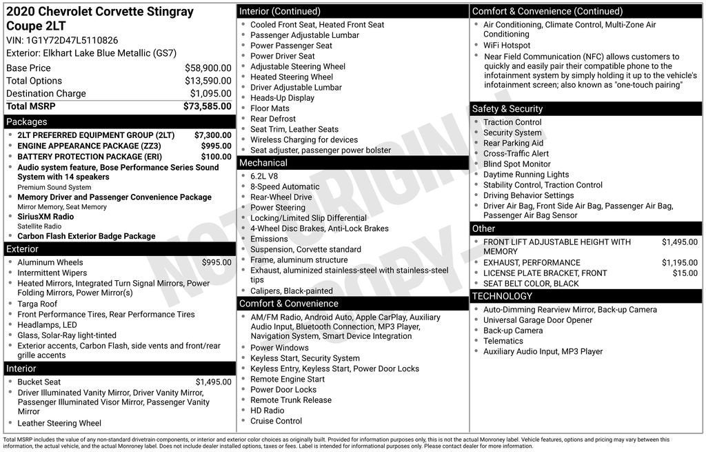 2020 Chevrolet Corvette Stingray 2LT