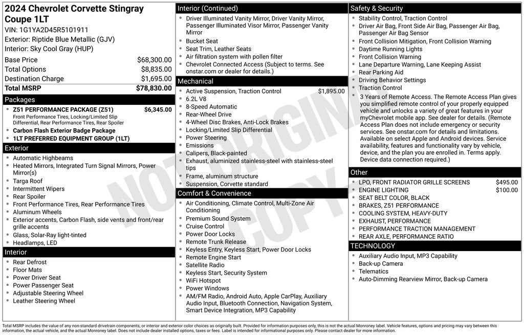 2024 Chevrolet Corvette Stingray 1LT