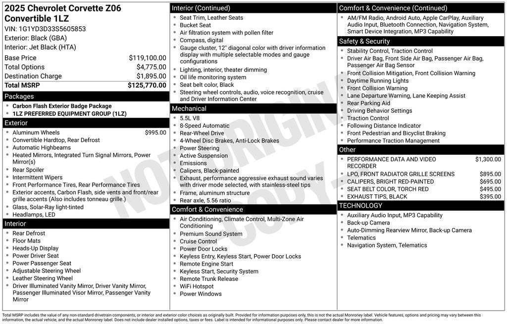 2025 Chevrolet Corvette Z06 1LZ