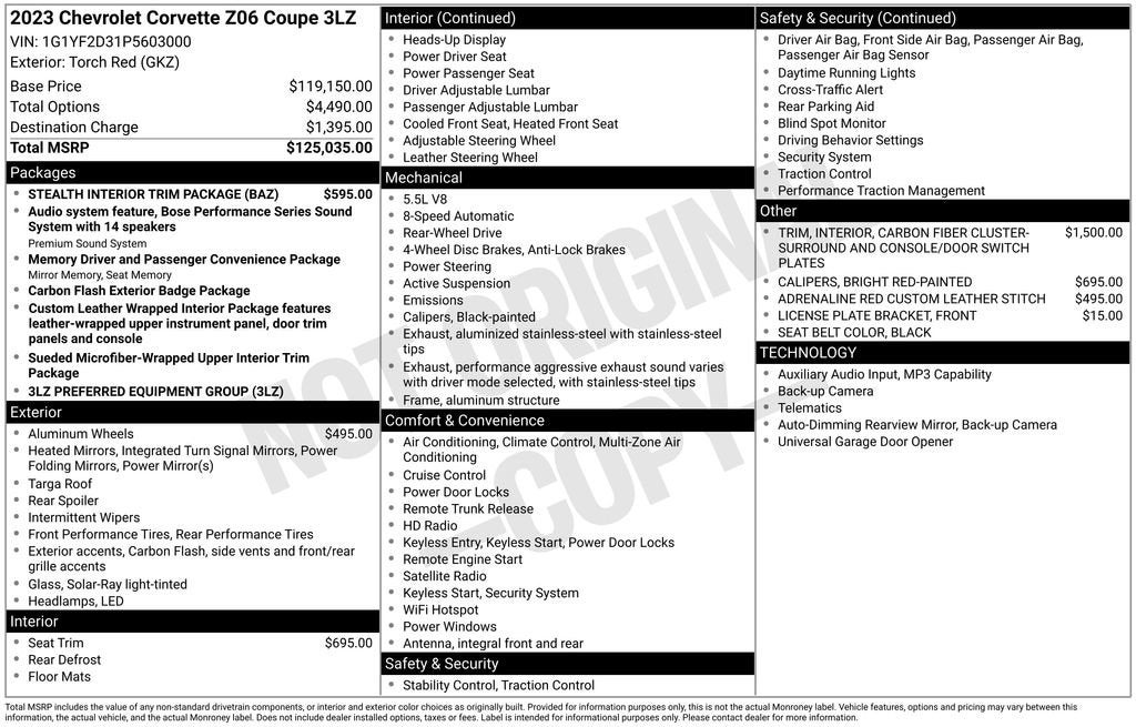 2023 Chevrolet Corvette Z06 3LZ
