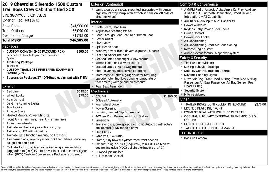 2019 Chevrolet Silverado 1500 Custom Trail Boss